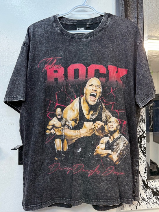 WWE Other - WWE The Rock Short Sleeve Tee - Black with Red and Skin-Tone Graphics